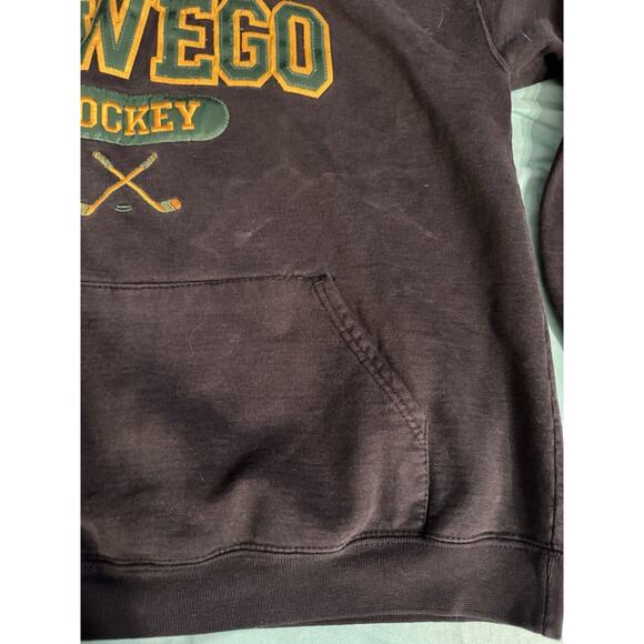 Oswego Hockey Hoodie Men's Charcoal Gray Large Tie Front - Picture 6 of 9